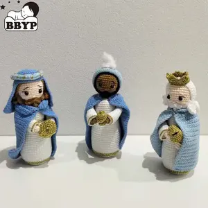 Figura de Belquior, Baltazar y <span class=keywords><strong>Gaspar</strong></span> de la Natividad, Hecha a Mano con Ganchillo de Algodón, Decoración Navideña para el Hogar, Habitación Infantil, Regalos - Product Image 1