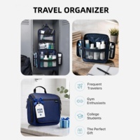 YOUK Trousse de Toilette Pliable en Polyester Durable avec Fermeture Éclair et Grandes Poches pour Voyage, Hôtel, Douche et Activités Extérieures