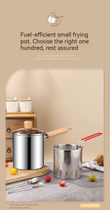 Stainless Steel Deep Fryer with <strong>Fish</strong> Strainer French Japanese Chips Mesh Pasta Pan Basket <strong>Pot</strong> Metal Fry Pan - Product Image 5
