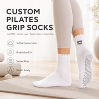 Chaussettes antidérapantes personnalisées avec logo pour femmes, chaussettes de yoga et de pilates, silicone antidérapant, respirantes, en coton, faible MOQ, directement de l'usine