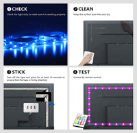 Bande lumineuse LED pour téléviseur, 2 m, SMD5050, bande lumineuse RGB, synchronisation musicale, USB, rétroéclairage pour téléviseur avec télécommande pour téléviseur de 24 à 60 pouces