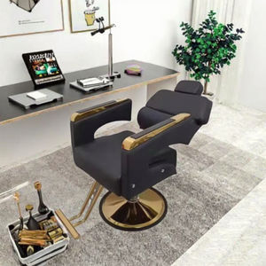 Chaise de barbier réglable en acier inoxydable, chaise de coiffure pour salon de beauté, maison, école, hôpital, design rotatif à demi-chaise - Product Image 3