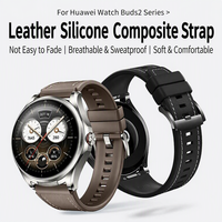 Bracelet de montre en cuir et silicone de luxe 22 mm pour Huawei Buds2, bracelet hybride cuir-silicone, bracelets de montre intelligente pour hommes
