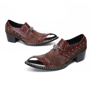 Chaussures <span class=keywords><strong>Derby</strong></span> Vintage britanniques pour hommes robe d'affaires rehaussée de commerce extérieur Oxford bas en cuir véritable <span class=keywords><strong>boucle</strong></span> sueur - Product Image 4