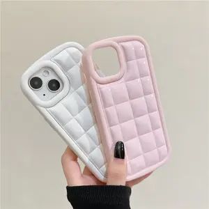 Warmly Popular Wholesale Simple Cute Solid Color Down Jacket Stripe & Vertical Grain Soft Tpu Phone Case For Iphone 14/13 Promax