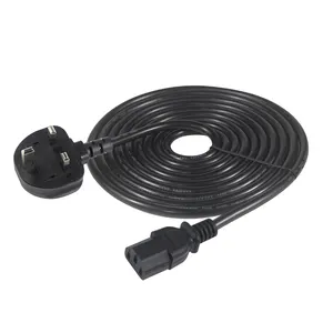 IEC C13 Extension Cord Power Cable with UK Pin Plug 13 amp Single Socket for Monitor Kettle PC Computer Power Supply