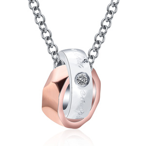 Collar de pareja de estilo europeo americano, diseño geométrico entrelazado de acero de titanio, regalo de San Valentín para mujer - Product Image 4