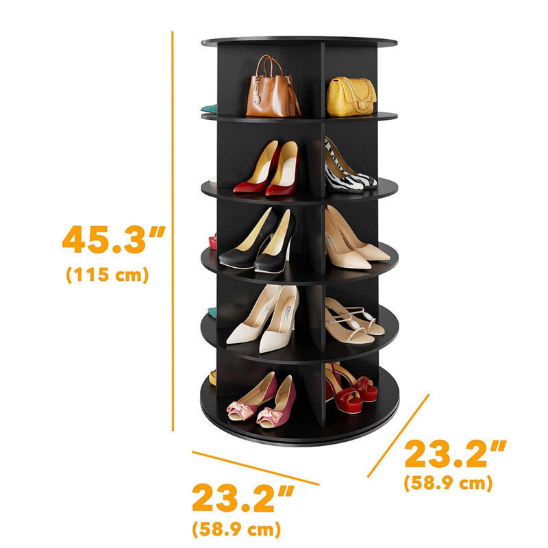 Model a 5-tier rotating shoe rack-black