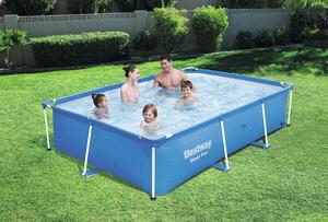 Piscine hors sol rectangulaire avec structure métallique, piscine familiale en PVC, 2,59 m x 1,70 m x 61 cm, légère, rapide à monter et à manipuler, résistante aux intempéries. - Product Image 3