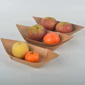 गर्म कुत्तों के लिए डिस्पोजेबल ब्लैक क्राफ्ट पेपर ट्रे 1/4 छोटे सर्विंग्स और भोजन के लिए सुशी डिब्बाबंद भोजन - Product Image 4