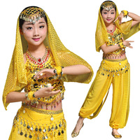 Ensemble de 7 pièces de costume de danse du ventre pour filles, tutu en mousseline et jupes, tenue de scène de danse indienne