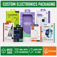 Boîtes d'emballage électroniques personnalisées pour gadgets avec gaufrage et pelliculage mat, boîtes de vente au détail et cadeaux de marque, conception gratuite