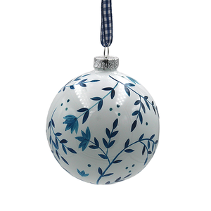 Ornements de Noël en verre blanc peints à la main, fabriqués directement en usine, motifs bleus luxueux, décorations de Noël pour cadeaux de fête - Product Image 2