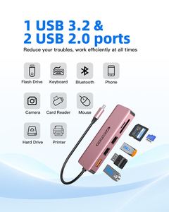 USB 3.2 10Gbps C HUB 7-Cổng USB Adapter Với 100W PD Cho HDMI SD TF Đầu Đọc Nhôm Hợp Kim type-C Docking Cho Máy Tính Xách Tay/Điện Thoại - Product Image 6