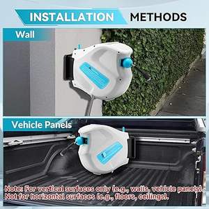 גלגל צינור אוטומטי למכונת שטיפה בלחץ 65 רגל, מתקן אחסון צינורות, גלגל צינורות נשלף לתלייה על הקיר - Product Image 6