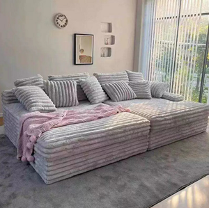 Canapé <span class=keywords><strong>convertible</strong></span> moderne de luxe en velours en forme de U, deux places, sans dossier, avec fonctions réglables, design durable pour salon et hôtel - Product Image 2
