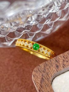 Xinfly INS Custom 18K Yellow Gold Natural Diamond <b>Ring</b> Classic Style <b>Jade</b> Fine Jewelry for Wedding Parties - Product Image 5