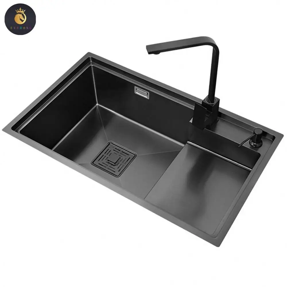 Hot selling Double Bowl Gold Nano Modern Wash Basin Topmount Composite Granite Quartz Sink Undermount Kitchen Sink