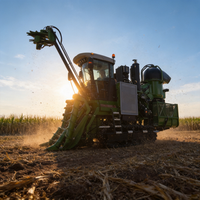 Moissonneuse-batteuse à chenilles pour canne à sucre, OEM ODM, logo personnalisé, 191 kW, 2200 tr/min, débit de 6 kg/s, pour grandes exploitations agricoles, avec puissance robuste
