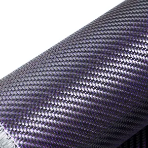 ZAME High Strength Blended Purple Carbon FiberFabricClothCustomPurple Carbon Fibre Price Jacquard3kCarbon Fiber Hybrid Fabric