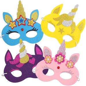 2024 Francia fiesta de cumpleaños disfraz vestir favor DIY arte artesanía brillo ensueño <span class=keywords><strong>unicornio</strong></span> fieltro fiesta máscaras para niños - Product Image 1