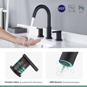 Grifo de Lavabo Cascada de Acero Inoxidable de 3 Orificios con Certificación CUPC, Color Negro - Product Image 5