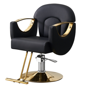 Fauteuil de Barbier Moderne de Luxe Noir et Doré en Cuir Synthétique pour Coiffure, Idéal pour Salon, Salon de Beauté et SPA - Product Image 1