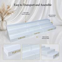Présentoir Modulaire en Acrylique Blanc Brillant à 3 Niveaux Détachable, Présentoir de Comptoir en Acrylique en Forme d'Escalier