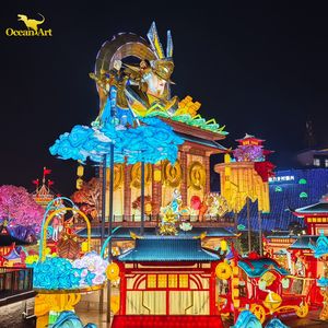 โคมไฟไหมจีนขนาดใหญ่พร้อมไฟ LED สำหรับเทศกาลคริสต์มาส ดิวาลี และวันขอบคุณพระเจ้า - สีสันปรับแต่งได้ ทนทาน และกันน้ำ - Product Image 3