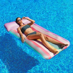 Extra Large <b>Inflatable</b> <b>Pool</b> Lounger 72x38 Inch Fabric Covered Float Chair with Headrest Party Decorations Adult <b>Pool</b> Float - Product Image 5