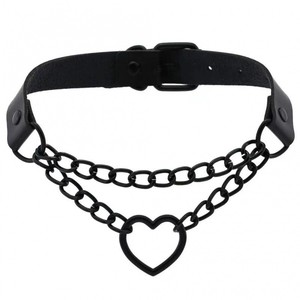 Wowei Vintage Punk Goth Clouté Rivet Noir PU Cuir Coeur Forme <span class=keywords><strong>Biker</strong></span> Collier Ras Du <span class=keywords><strong>Cou</strong></span> Gothique Collier avec Pointes Réglable - Product Image 3