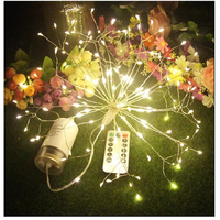Guirlande Lumineuse Explosion Étoile Feu d'Artifice Suspendue Fil de Cuivre, Contrôle par Bouton, Noël IP44 Jardin Fée Lampe Paysage Festival