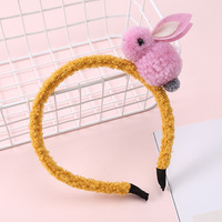 À la main dessin animé Animal bandeau En Peluche lapin mignon couvre-chef unique Filles pompon bandeau cheveux accessoires