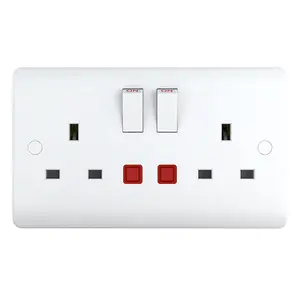 hot sale 2 gang 13A double pole/single gang with neonelectric wall switched socket