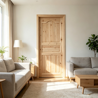 Simple Style Engineering Solid Fir Timber Interior Door Raw Solid Wood Door for Large Scale Refurbishment