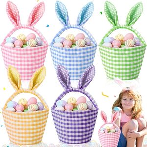 Venta directa de fábrica Impresión de lindo conejo a cuadros Cubo de Pascua grande Candy Gingham Raster Cestas - Product Image 2