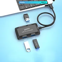 Hub USB 2.0 à 5 ports, câble de transfert de données, séparateur USB, convertisseur combo USB, lecteur de carte Micro SD TF, adaptateur pour connecter clavier et souris