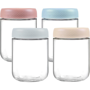 6-pack 16 oz Overnight Oats Containers with Lids, Glass <b>Jars</b> with Airtight Lids, Wide Mouth Mason Salad <b>Jars</b> - Product Image 1