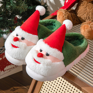 Noël nouveauté père noël pantoufles doux antidérapant chaussures d'intérieur pour adultes enfants cadeau de noël chaud en peluche pantoufle - Product Image 5
