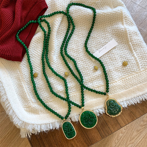 <span class=keywords><strong>Collar</strong></span> de Buda Maitreya minimalista largo <span class=keywords><strong>esmeralda</strong></span> de cristal Premium para mujer Cadena de suéter <span class=keywords><strong>con</strong></span> accesorios de circón de aleación - Product Image 1
