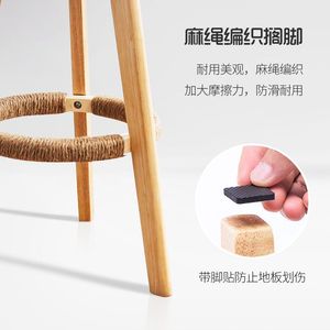 Lingtuo Bar <b>Stool</b> Solid Wood Nordic Style Fabric <b>Seat</b> High <b>Stool</b> For Home Dining Room - Product Image 4