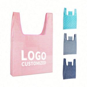 Recyclable Eco-friendly Washable <b>Folding</b> Grocery Bags Reusable Pocket Bag Foldable Shopping Bag With Custom Printed Logo - Product Image 1