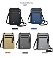 Nouvelle pochette de voyage transfrontalière multifonctionnelle en nylon avec sangle de cou, étanche et anti-RFID pour passeport et documents