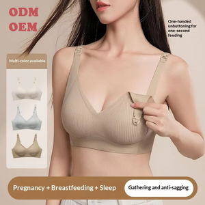 2026 Seamless Nursing <strong>Bra</strong> Women One-Hand <strong>Clip</strong> Wireless Anti-Sagging Push up Maternity Breastfeeding Pregnancy Sleep <strong>Bra</strong> OEM - Product Image 1