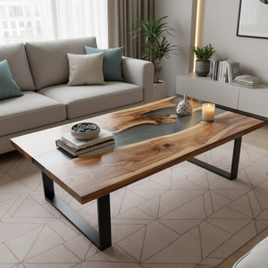 Luxury Modern Handmade Epoxy Resin Acacia Wood <b>Rectangle</b> Tabletop-Premium Waterproof <b>Coffee</b> <b>Table</b> for Home & Hotel Diwali Gift - Product Image 3