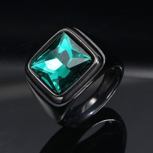 Anillo Cuadrado de Zirconia Australiana para Hombre, Anillo con Incrustaciones de Oro, Acero Inoxidable, Anillo Cuadrado Moderno - Product Image 3
