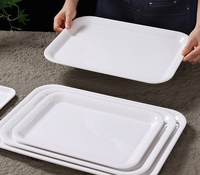Plateau de service rectangulaire en mélamine blanche écologique personnalisé, vente chaude, plat poli pour buffet de fête, restauration, usage domestique