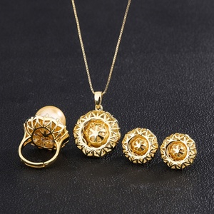 Fashion Eco-friendly Copper 16*12mm Golden Shell Pearl Korean Style Handmade Pendant Earrings Ring Set Pearl Jewellery Set - Product Image 5