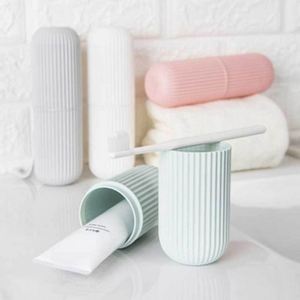 I-0574 Portable Toothbrush Dispenser Case Travel <b>Wash</b> Cup <b>Set</b> Sustainable Plastic Dustproof Toothbrush Holder - Product Image 3
