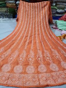 Vestido Anarkali de último diseño con apliques florales y Bordado de hilo pesado 100% algodón gasa ropa de verano - Product Image 2